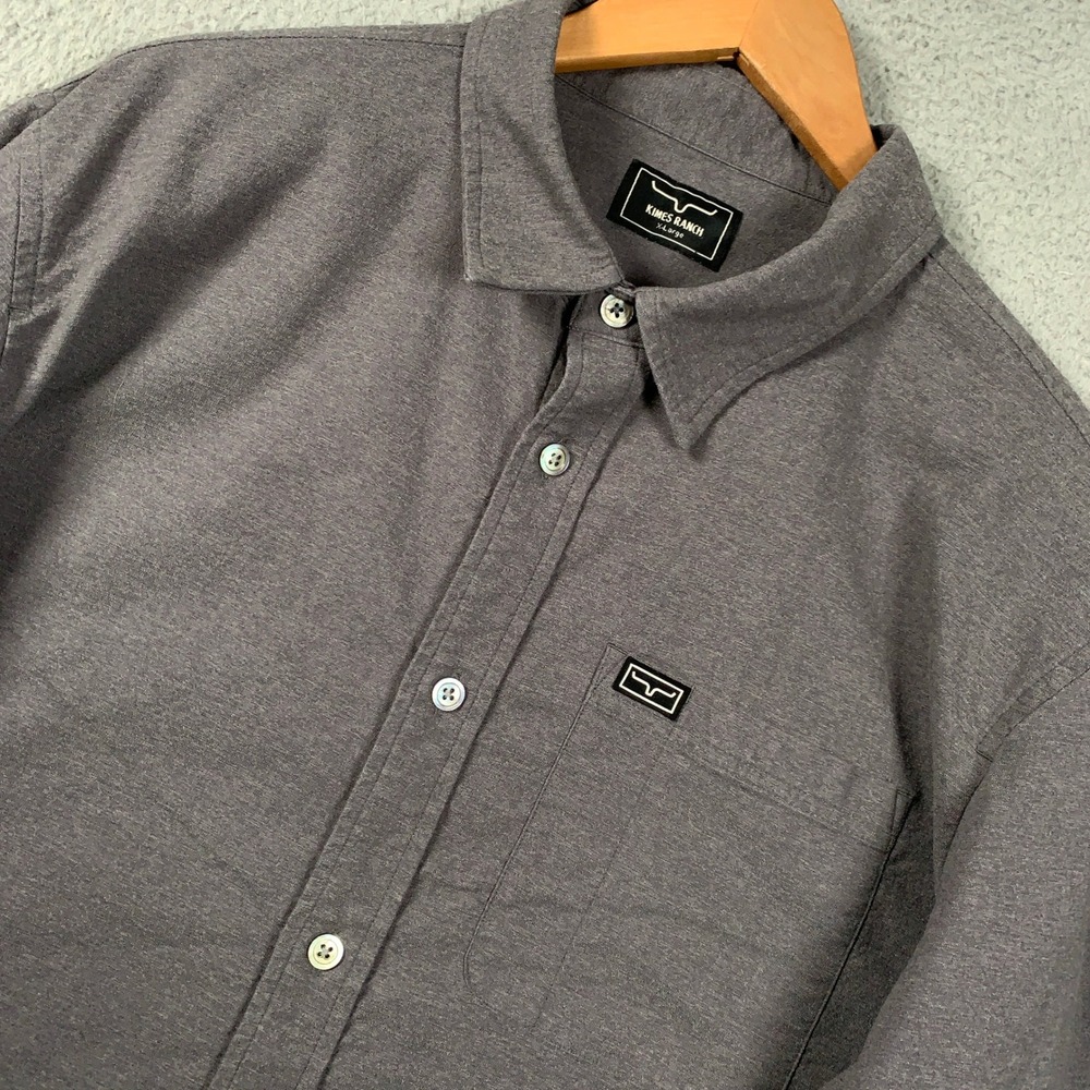 Kimes Ranch Button Up Shirt Mens Size XL Grey Western Performance Sleeve Coolmax